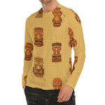 Tribal Tiki Mask Pattern Print Men's Long Sleeve Rash Guard