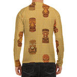 Tribal Tiki Mask Pattern Print Men's Long Sleeve Rash Guard