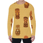 Tribal Tiki Mask Pattern Print Men's Long Sleeve T-Shirt