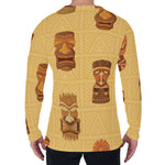 Tribal Tiki Mask Pattern Print Men's Long Sleeve T-Shirt