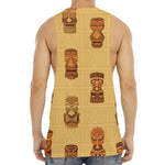 Tribal Tiki Mask Pattern Print Men's Muscle Tank Top