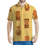 Tribal Tiki Mask Pattern Print Men's Polo Shirt