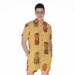 Tribal Tiki Mask Pattern Print Men's Rompers