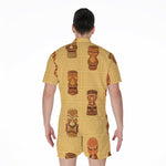 Tribal Tiki Mask Pattern Print Men's Rompers