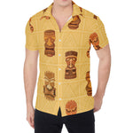 Tribal Tiki Mask Pattern Print Men's Shirt
