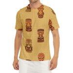 Tribal Tiki Mask Pattern Print Men's Short Sleeve Rash Guard