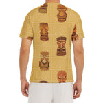 Tribal Tiki Mask Pattern Print Men's Short Sleeve Rash Guard