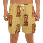 Tribal Tiki Mask Pattern Print Men's Split Running Shorts