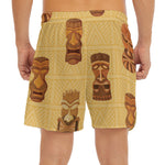 Tribal Tiki Mask Pattern Print Men's Split Running Shorts