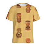 Tribal Tiki Mask Pattern Print Men's Sports T-Shirt