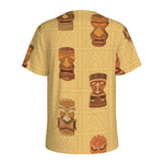 Tribal Tiki Mask Pattern Print Men's Sports T-Shirt