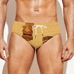 Tribal Tiki Mask Pattern Print Men's Swim Briefs
