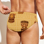 Tribal Tiki Mask Pattern Print Men's Swim Briefs