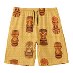 Tribal Tiki Mask Pattern Print Men's Swim Trunks