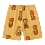 Tribal Tiki Mask Pattern Print Men's Swim Trunks