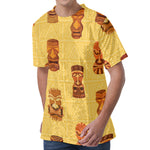 Tribal Tiki Mask Pattern Print Men's Velvet T-Shirt