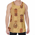 Tribal Tiki Mask Pattern Print Men's Velvet Tank Top