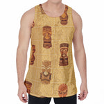 Tribal Tiki Mask Pattern Print Men's Velvet Tank Top