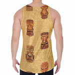 Tribal Tiki Mask Pattern Print Men's Velvet Tank Top