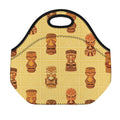 Tribal Tiki Mask Pattern Print Neoprene Lunch Bag