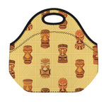 Tribal Tiki Mask Pattern Print Neoprene Lunch Bag