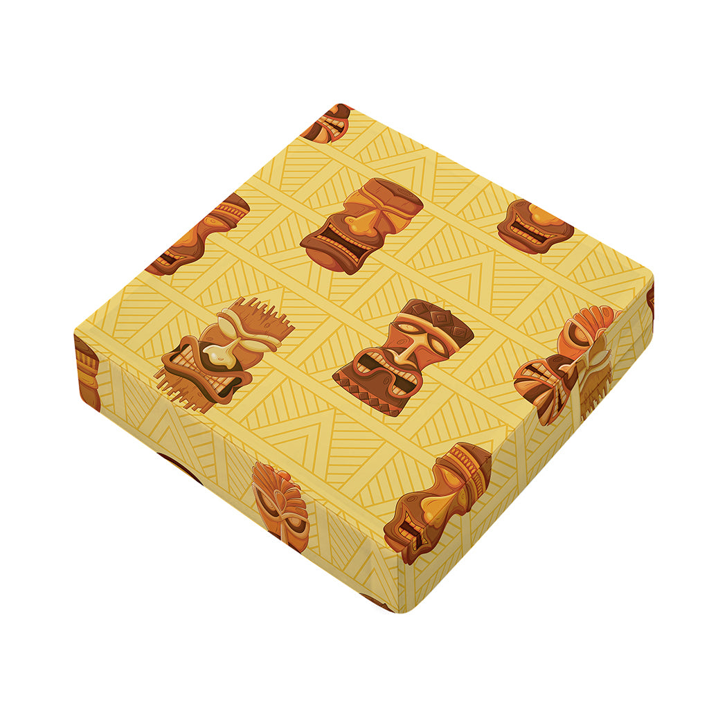 Tribal Tiki Mask Pattern Print Outdoor Seat Cushion Cover