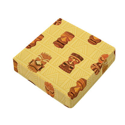 Tribal Tiki Mask Pattern Print Outdoor Seat Cushion Cover