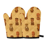 Tribal Tiki Mask Pattern Print Oven Mitts
