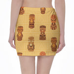 Tribal Tiki Mask Pattern Print Pencil Mini Skirt