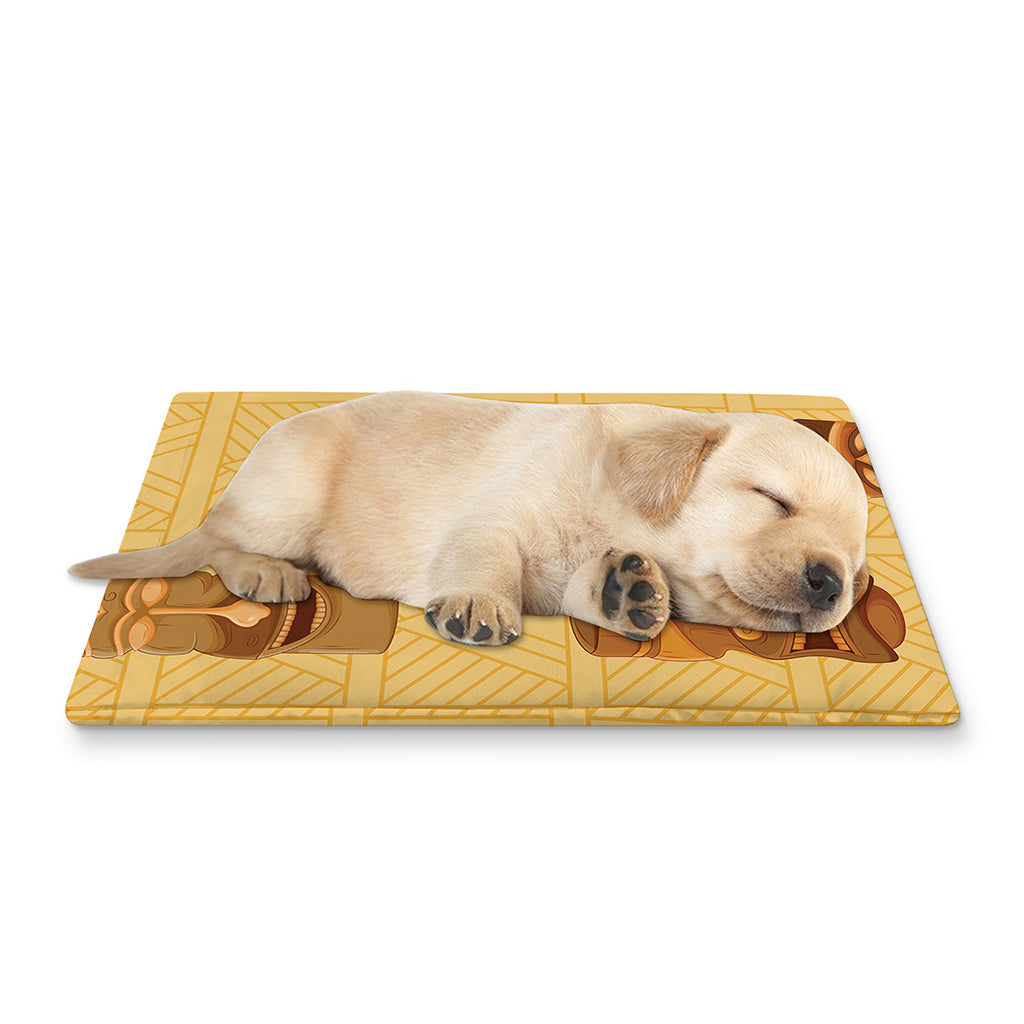 Tribal Tiki Mask Pattern Print Pet Cooling Mat Cover