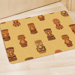 Tribal Tiki Mask Pattern Print Polyester Doormat