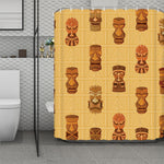 Tribal Tiki Mask Pattern Print Polyester Shower Curtain