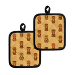 Tribal Tiki Mask Pattern Print Pot Holders