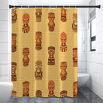 Tribal Tiki Mask Pattern Print Premium Shower Curtain