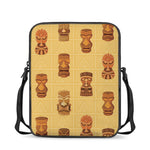 Tribal Tiki Mask Pattern Print Rectangular Crossbody Bag