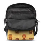 Tribal Tiki Mask Pattern Print Rectangular Crossbody Bag