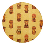 Tribal Tiki Mask Pattern Print Round Blanket