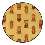 Tribal Tiki Mask Pattern Print Round Floor Mat