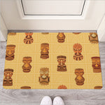 Tribal Tiki Mask Pattern Print Rubber Doormat