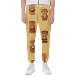 Tribal Tiki Mask Pattern Print Scuba Joggers
