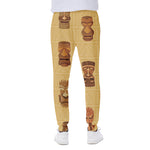Tribal Tiki Mask Pattern Print Scuba Joggers