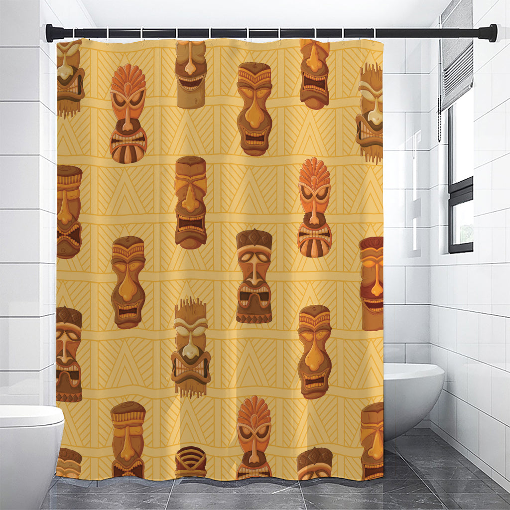 Tribal Tiki Mask Pattern Print Shower Curtain