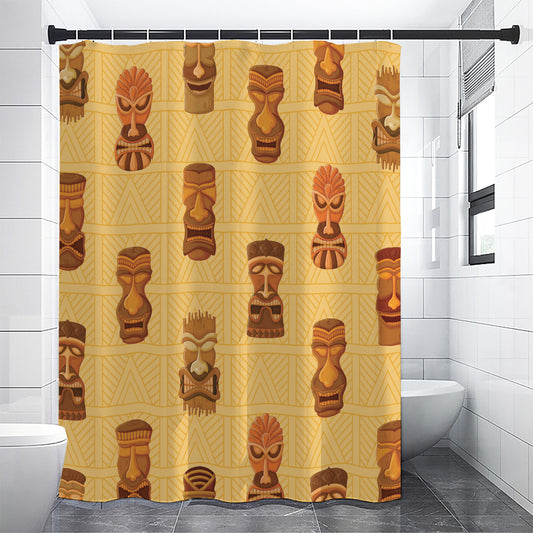 Tribal Tiki Mask Pattern Print Shower Curtain