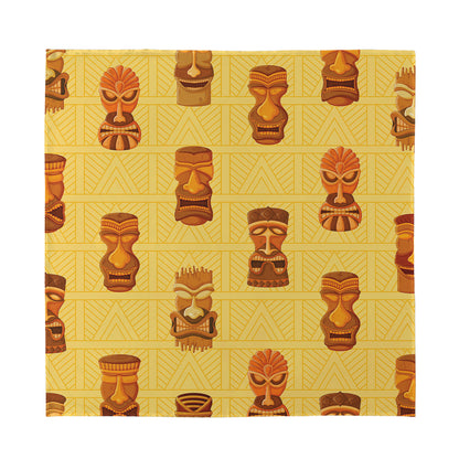 Tribal Tiki Mask Pattern Print Silk Bandana