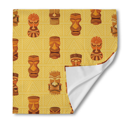 Tribal Tiki Mask Pattern Print Silk Bandana