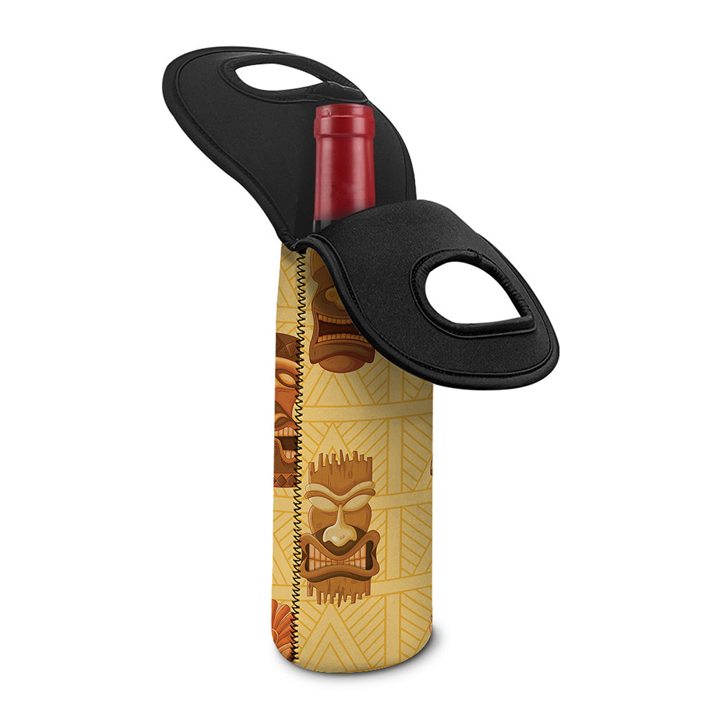 Tribal Tiki Mask Pattern Print Single Neoprene Wine Tote