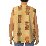 Tribal Tiki Mask Pattern Print Sleeveless Baseball Jersey