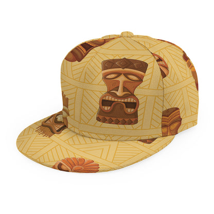 Tribal Tiki Mask Pattern Print Snapback Cap