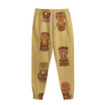 Tribal Tiki Mask Pattern Print Sweatpants