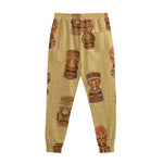 Tribal Tiki Mask Pattern Print Sweatpants